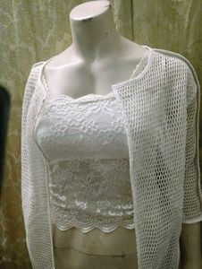 White Mesh Cardigan with crop top