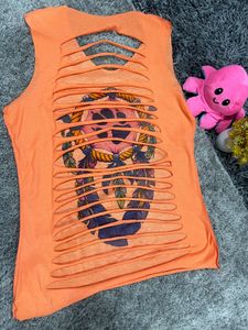Orange Graphic Cut-Out Tank