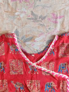 Red Printed Kurta Dress