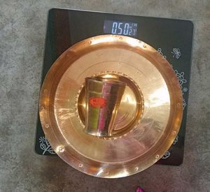 Brand New Bronze Thali With Brass Plate And Glass