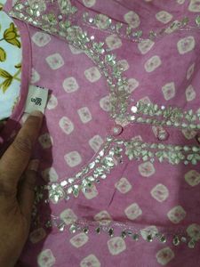 Pink Embroidered gotta patti  Kurta Set