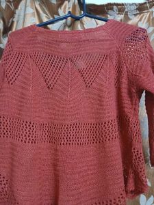 Red Knitted Sweater Top (Crochet Style)