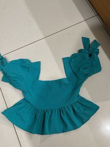 Chic Turquoise Peplum Top