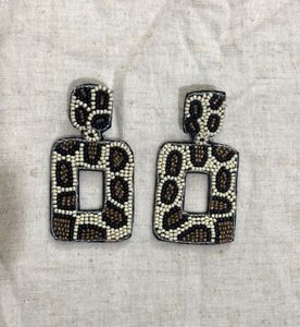Combo Beaded Leopard Print Statement Earrings