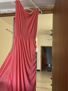 Coral Formal Gown with Embellishments