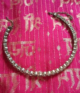 Silver Tone Rhinestone Choker Necklace