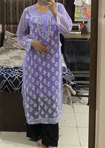 Chiffon  Mirror Work Kurti Long