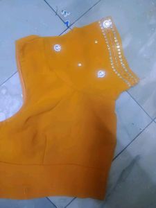 Mustard Saree with Silver Detail