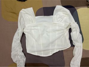 White Corset Long Sleeve Top