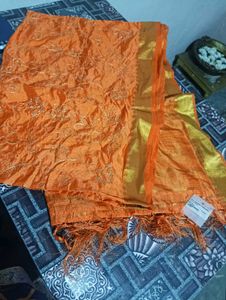 Orange Embroidered Dupatta