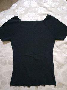 Elegant Black Square Neck Top