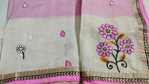 Floral Embroidered Fabric Saree With Blouse