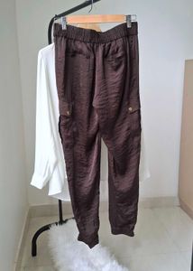 MiCHAEL KORS Brown Satin Cargo Pants