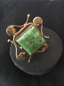 Vintage rustic gaspeite natural stone ring