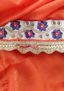 Orange Embroidered Sari