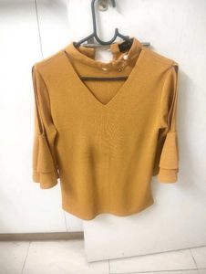 Mustard Flared Sleeve Top