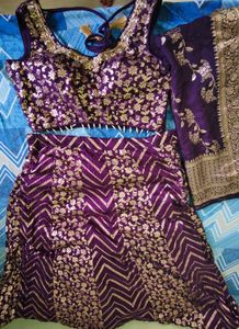 Purple & Gold Lehenga Set