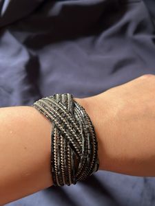 Beaded Oxide Bracelet And Silver Banana Clip Combo