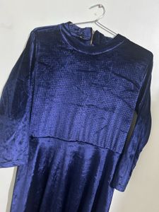 Elegant Blue Velvet Dress
