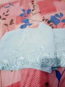 Light Blue Embroidered Palazzo Kurti