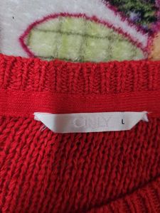 Red Knit Pullover Sweater