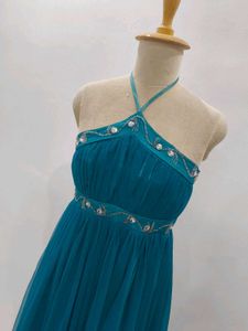 Elegant Teal Halter Maxi Dress