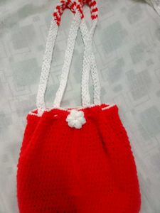 Red Crochet Tote Bag