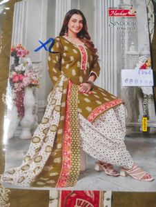 Olive Colour Kurthi Set Cotton Mixed
