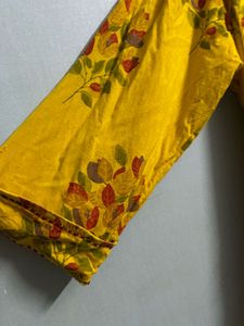 Mustard Floral Cotton Kurti