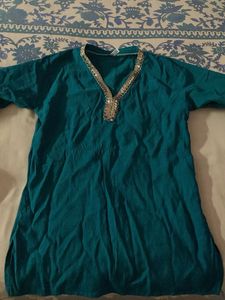 Teal Embellished Kurta