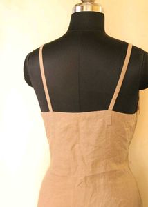 Khaki Linen Midi Dress