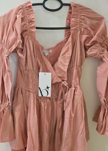 Stylish Pink Long Sleeve Dress