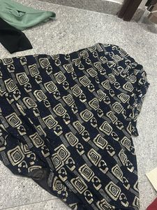 Patterned Navy Blue Dress