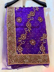 Purple heavy work Saree