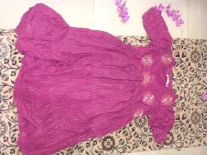 Magenta Embroidered Mini Dress