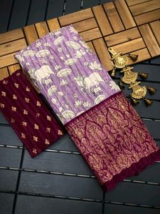 New Crushed Patola Kalamkari Saree