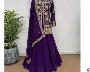 Purple Kurta Plazzo Set