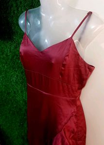Elegant Maroon Ruffled Dress