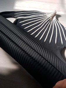 Black &amp; White Ribbed Knit Top