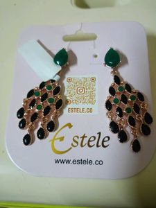 Estelle Dangle Earrings - Green &amp; Black