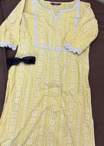 Yellow Printed Kurta32-34