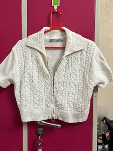 Textured Zip-Up Cardigan