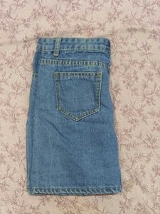 Light-Wash High-Waisted Denim Mini Skirt