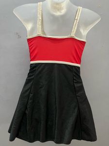 Padded Sleeveless Red And Black One-Piece Swimwear