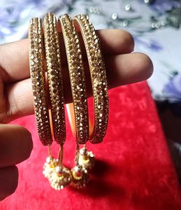 Golden Bangle Set with Charms