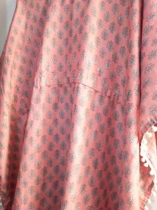 Peach Printed Kaftan Dress