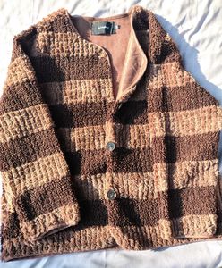 Brown Striped Textured Cardigan
