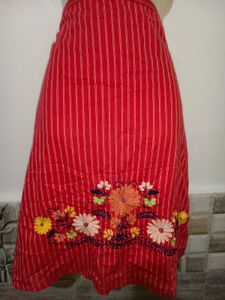 🎄Buy 1, Get 1 Free🎁Red Striped Embroidered Skirt