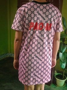 Pink Graphic Print T Shirt Dress