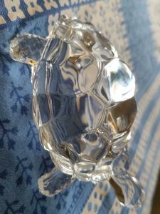 Clear Faceted Glass Turtle Figurine Decor